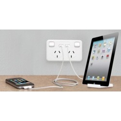 Wall Plate - 2 Outlet GPO Power Point with 2X USB