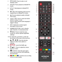 HITACHI CLE-1031 TV Remote for 32FHDSM6 / 32HDSM8 / 40FHDSM8 / 50UHDSM8 / 55UHDSM8 / 65UHDSM8 / 70UHDSM8 / 75UHDSM8