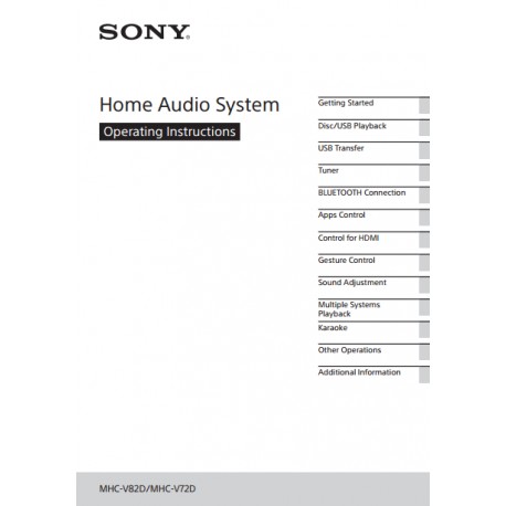 Sony Audio Instruction Manual MHC-V72D / MHC-V82D