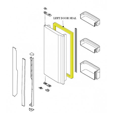 Sharp Refrigerator LEFT Door Seal for SJ-F60PS/SL / SJ-F60PC-SL/WH