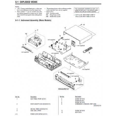 Sony VCR Exploded Diagram SLV-EZ131AZ / SLV-EZ735AZ / SLV-EZ737AZ