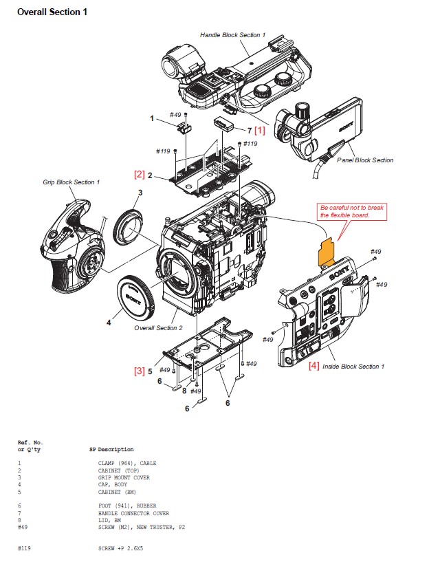 PXW-FS5 PXW-FS5K Sony Camera Exploded Diagram