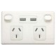 Wall Plate - 2 Outlet GPO Power Point with 2X USB