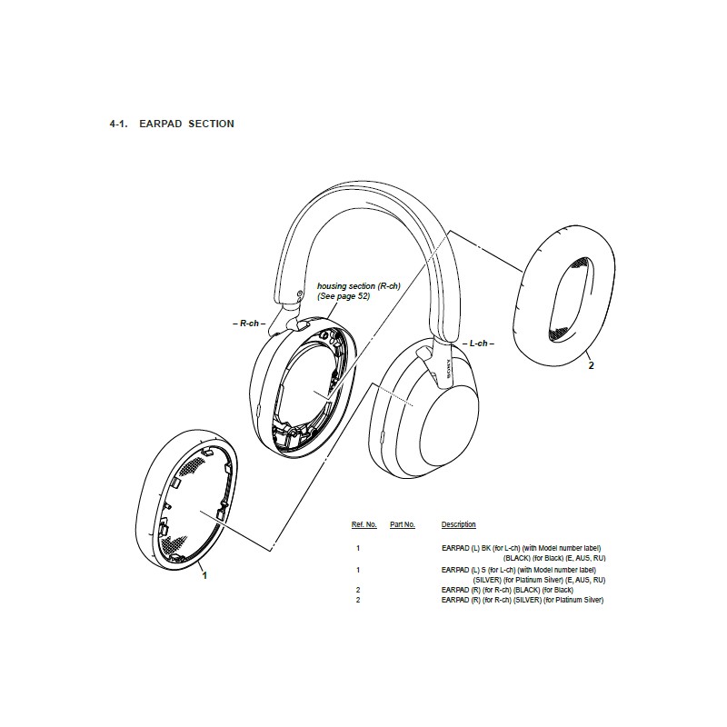 WH-1000XM5 Sony Audio Exploded Diagram