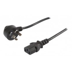 Power Cord C13 Straight Plug to Right Angle Mains Plug