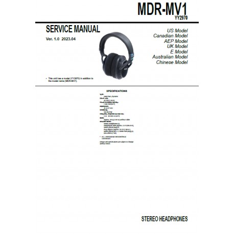 Sony MDR-MV1 / YY2970 Service Manual