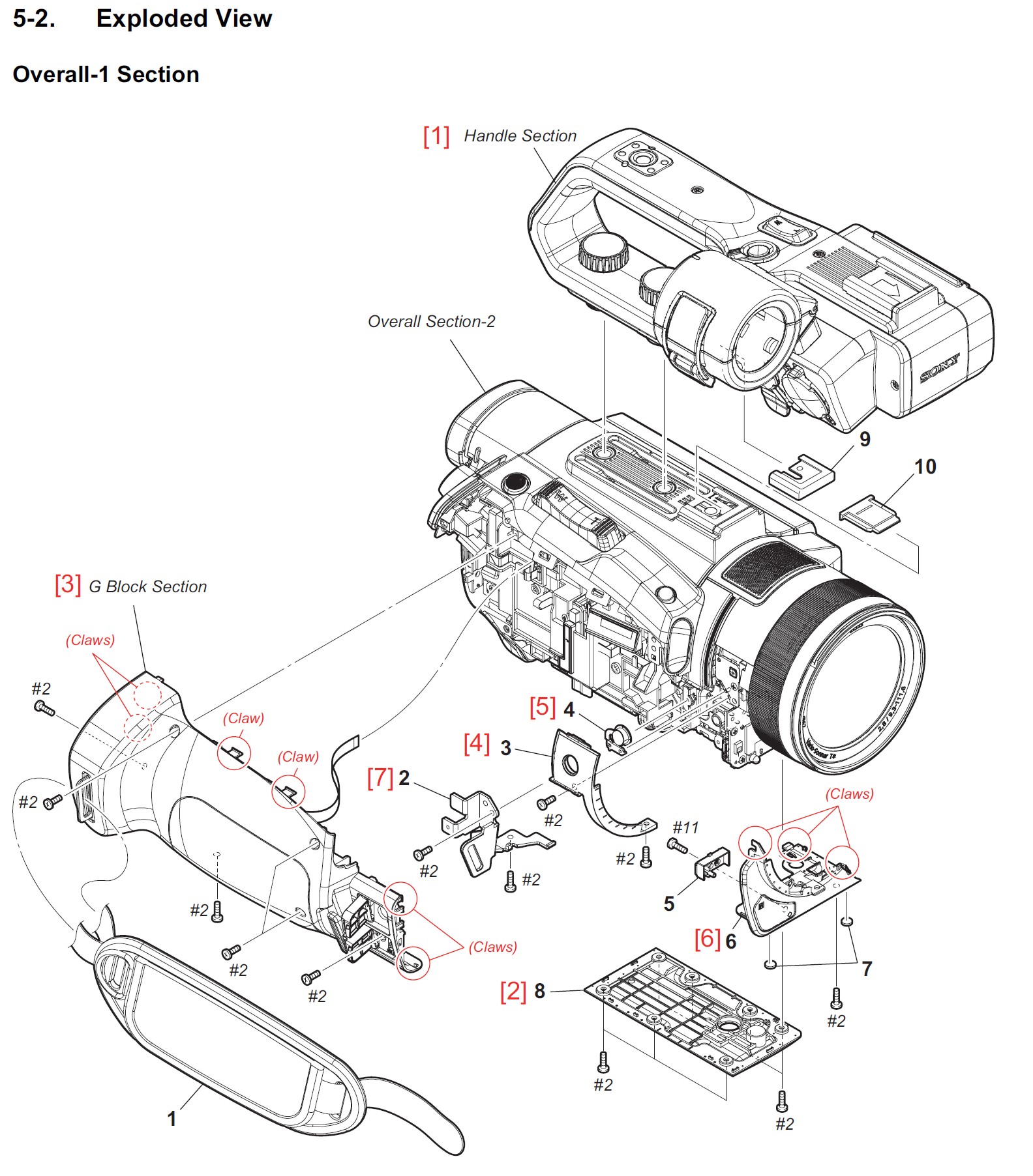 PXW-X70 Sony Camera Exploded Diagram