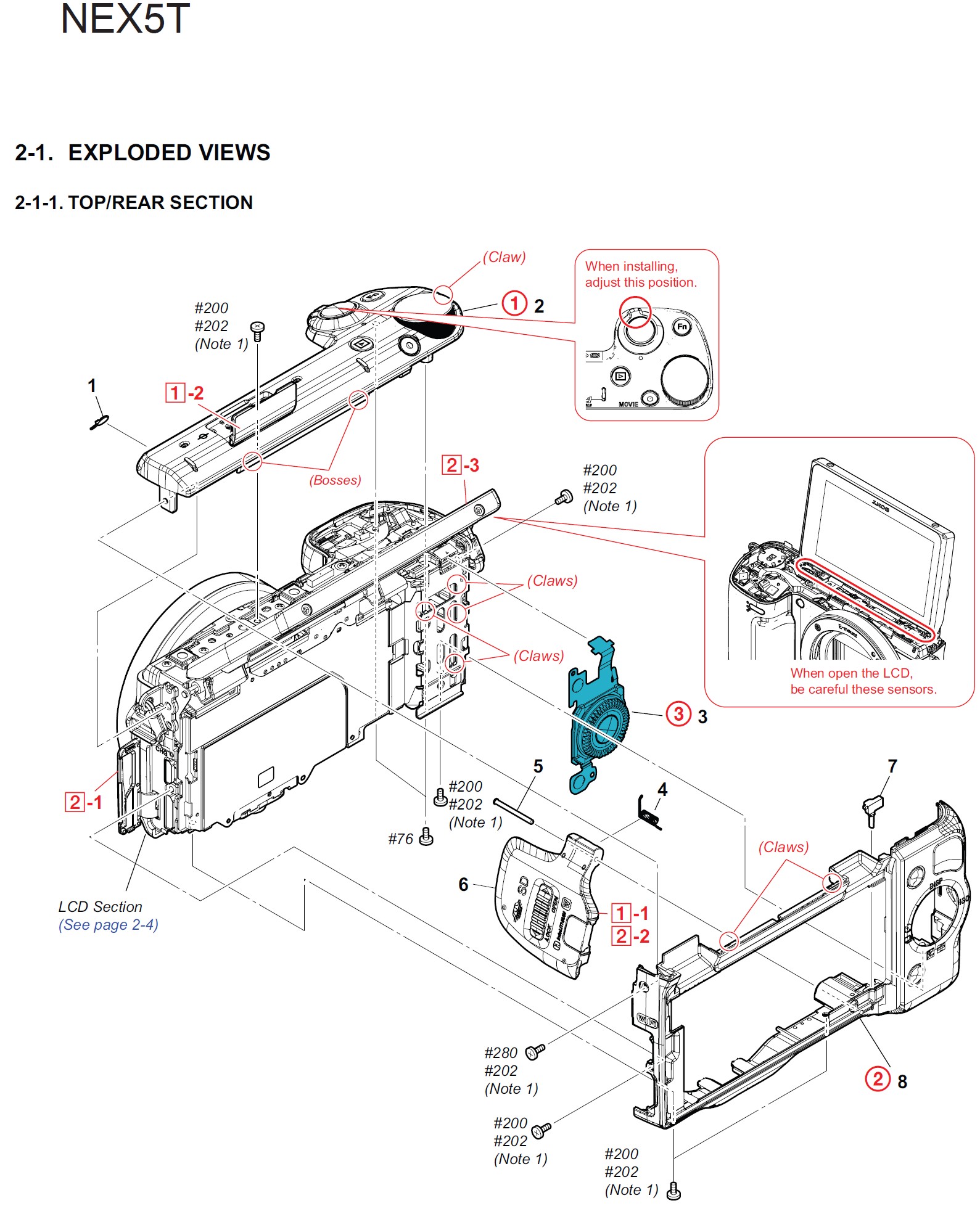 NEX-5T / NEX-5TL / NEX-5TY Sony Camera Exploded Diagram NEX-5T / NEX-5TL / NEX-5TY Sony Camera Exploded Diagram