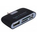 USB-C to USB A Socket with SD and MicroSD/TF Card Reader