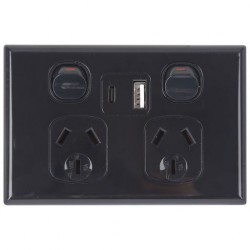 Wall Plate - 2 Outlet GPO Power Point with USB & USBC 18W
