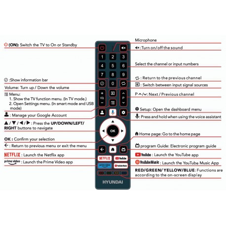 HYUNDAI TV Remote for H55UHDMLDGTV H65UHDMLDGTV REM9903