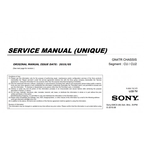 Sony KD-55X9000F KD-65X9000F KD-75X9000F TV Service Manual