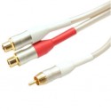 White Pearl Series - 0.1m Audio RCA Plug To 2x RCA Sockets