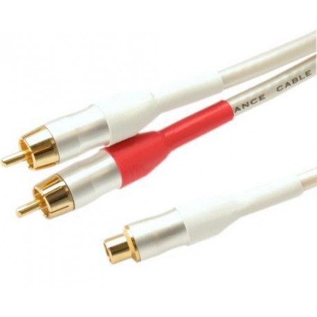 White Peal Series - 0.1m Audio RCA Socket to 2x RCA Plugs