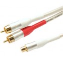 White Pearl Series - 0.1m Audio RCA Socket to 2x RCA Plugs