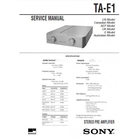 Sony TA-E1 Service Manual