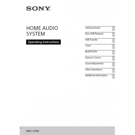 Sony Audio Instruction Manual MHC-GT4D