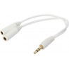 Headphone Splitter Cable Stereo 2way - WHITE