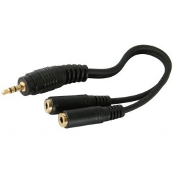 Headphone Splitter Cable Stereo 2way - BLACK