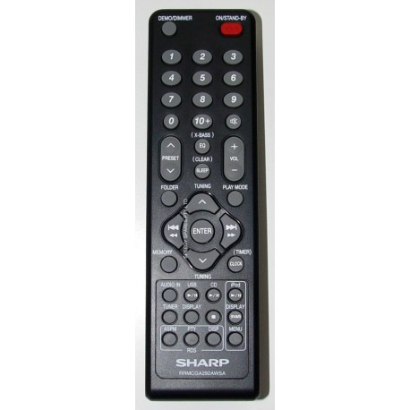 Sharp Audio RRMCGA292AWSA Remote
