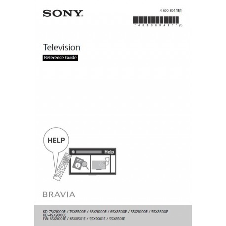 Sony Television Instruction Manual KD-75X8500E / KD-65X8500E / KD-55X8500E